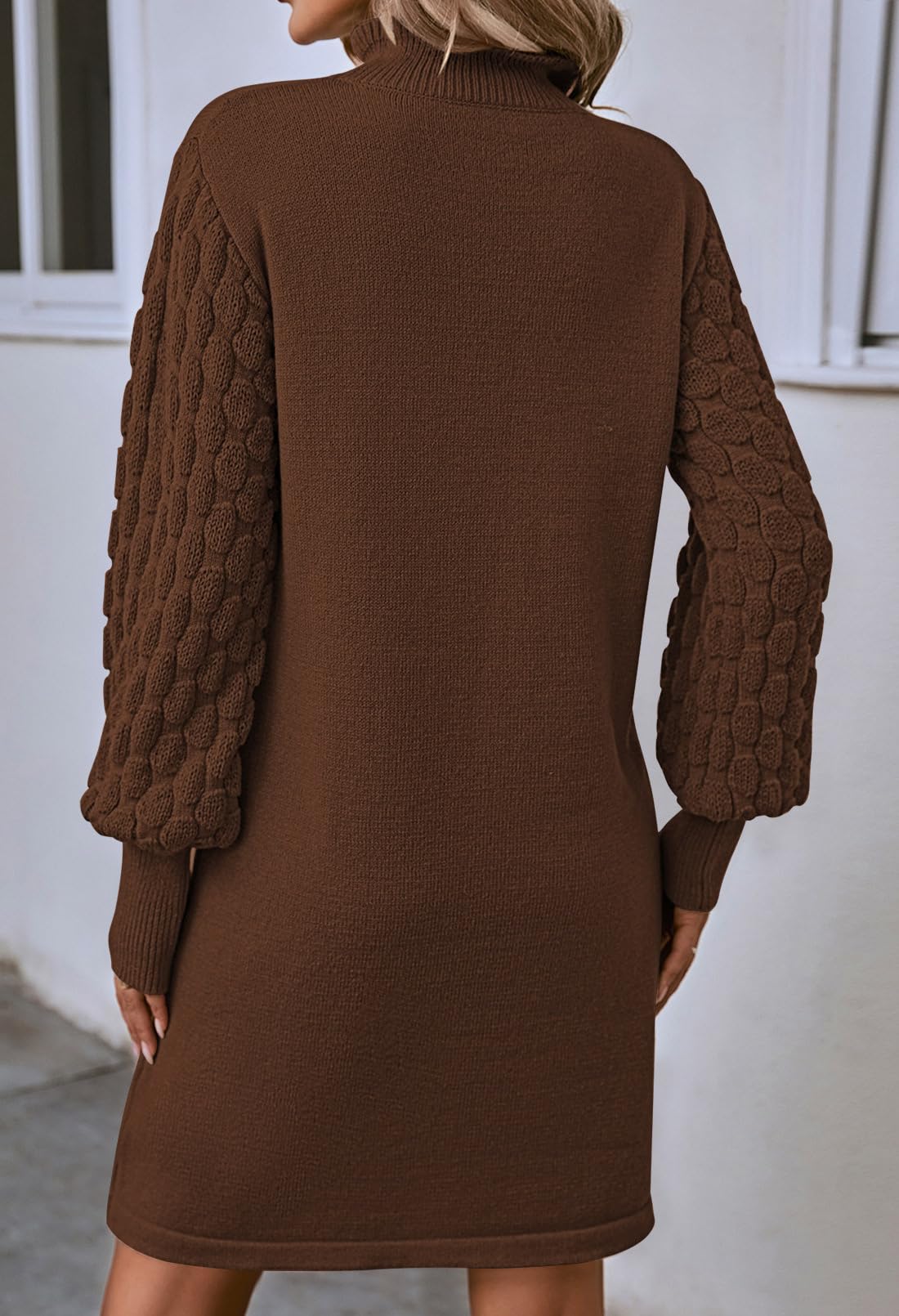 Women's Turtleneck Sweaters Long Cable Sleeve Soild Color Pullover Sweater Knit Tops Casual Soft Lightweight
