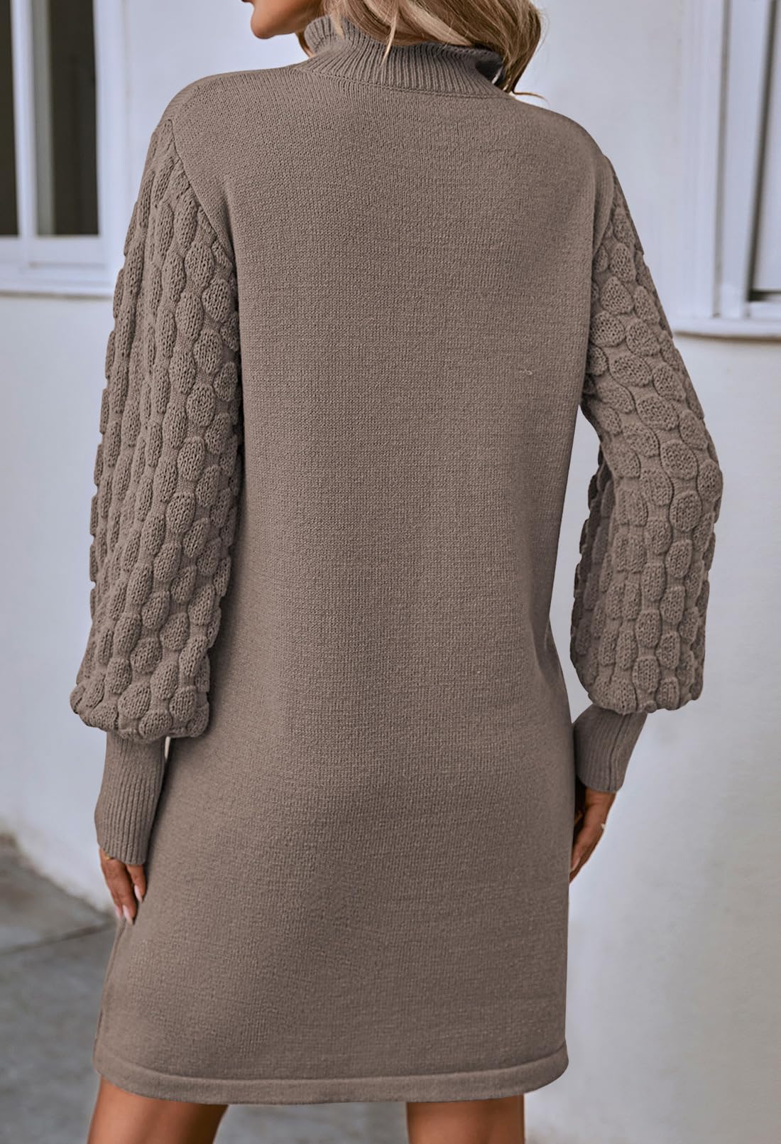 Women's Turtleneck Sweaters Long Cable Sleeve Soild Color Pullover Sweater Knit Tops Casual Soft Lightweight